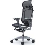コンテッサセコンダ、可動肘、固定ヘッド、座メッシュ、ハンガー無、ランバー付、グレーB、シルバー、脚シルバー、ウレタン オカムラ(岡村製作所)