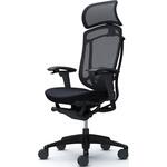 コンテッサセコンダ、可動肘、固定ヘッド、座クッション、ハンガー無、ランバー付、ブラックB、ブラック、脚ブラック、ウレタン オカムラ(岡村製作所)
