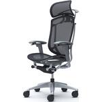 コンテッサセコンダ、可動肘、固定ヘッド、座メッシュ、ハンガー付、ランバー無、グレーB、シルバー、脚シルバー、ウレタン オカムラ(岡村製作所)