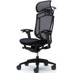 コンテッサセコンダ、可動肘、固定ヘッド、座クッション、ハンガー付、ランバー無、ブラックB、ブラック、脚ブラック、ウレタン オカムラ(岡村製作所)