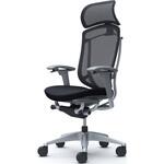 コンテッサセコンダ、可動肘、固定ヘッド、座クッション、ハンガー無、ランバー無、グレーB、シルバー、脚シルバー、ウレタン オカムラ(岡村製作所)