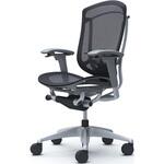 コンテッサセコンダ、可動肘、ハイバック、座メッシュ、ハンガー無、ランバー付、グレーB、シルバー、脚シルバー、ウレタン オカムラ(岡村製作所)