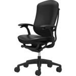 CC4GMR PE24 コンテッサセコンダ，サーキュラーモデル，固定肘，背座革 ハイバック5本脚，ブラック，ブラック，ランバー無ハンガー無 オカムラ(岡村製作所)