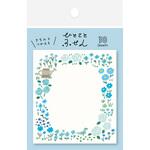 QF125 ひとことふせん 青い花 古川紙工