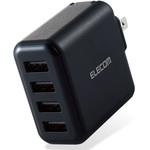スマホ充電器 AC充電器 USB×4ポート 3.6A出力 合計24W おまかせ充電 iPhone エレコム