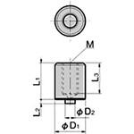 B-122-29 ねじ付管筒(段付)(L1=10 ΦD1=10 M5) TAKIGEN(タキゲン)