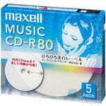 音楽用CD-R 80分 ワイドプリントレーベル ホワイト 5枚パック 1枚ずつ5mmプラケース入り マクセル