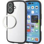 iPhone17 ケース ハイブリッド 衝撃吸収 軽量 薄型 磁気吸着対応メタルステッカー付 極限保護 エレコム