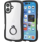 iPhone17 ケース ハイブリッド 衝撃吸収 リング付 スタンド機能付 Grippy エレコム