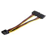 DSATPMOLP4 ペリフェラル電源-2x SATA電源 Y字分岐ケーブル ケーブル長さ15cm 4ピン(メス)-2x 15ピン(オス) StarTech.com