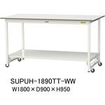 軽量作業台/耐荷重150kg_ワンタッチ移動H950_全面棚板付_ワークテーブル150シリーズ 山金工業