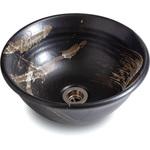 037-305 手洗い鉢 黒しぶき 利休信楽