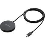 W-MA04BK ワイヤレス充電器 Qi 認証 Qi2 対応 15W / 7.5W / 5W マグネット式 卓上 ケーブル一体 1.5m 置くだけ充電器 エレコム