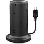 USB付き 電源タップ タワー型 2m 2P AC×12個口 USB×5ポート 耐雷 ほこり防止 エレコム