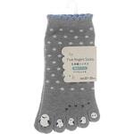 婦人 五本指ソックス/指先プリント/シマエナガ柄/かかとあり ゴートレイド