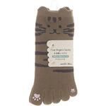 婦人 五本指ソックス/指先プリント/ねこ・耳付/かかとあり ゴートレイド