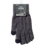 GG239898 紳士 裏起毛ニットグローブ/タッチパネル対応/ロングカフ/チャコールグレー ゴートレイド