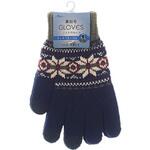 GG242515 紳士 裏起毛ニットグローブ/ノルディック柄/タッチパネル対応/ネイビー ゴートレイド