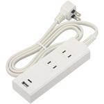 2個口タップ PD対応Type-C/Type-Aポート付き 1m ホワイト オーム電機