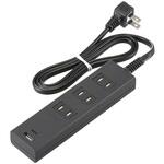 3個口タップ 雷ガード PD対応Type-C/Type-Aポート付き 1m ブラック オーム電機