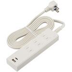 3個口タップ 雷ガード PD対応Type-C/Type-Aポート付き 2m ホワイト オーム電機