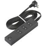 3個口タップ 雷ガード PD対応Type-C/Type-Aポート付き 2m ブラック オーム電機