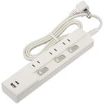 3個口節電タップ PD対応Type-C/Type-Aポート付き 1m ホワイト オーム電機
