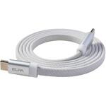 マグネットUSBケーブル 平形 PD60W TypeC → TypeC 1.0m ホワイト 最大480Mbpsデータ通信対応 ELPA