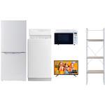 家電セット 寮 オフィス 事務所 新生活家電 5点セット (6kg洗濯機 106L冷蔵庫 オーブンレンジ 43型液晶テレビ 家電収納ラック) YAMAZEN(山善)