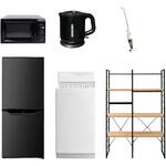 家電セット 寮 オフィス 事務所 新生活家電 6点セット (6kg洗濯機 106L冷蔵庫 電子レンジ 電気ケトル スティッククリーナー 家電収納ラック) YAMAZEN(山善)