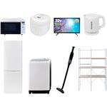 家電セット 寮 オフィス 事務所 新生活家電 8点セット (8kg洗濯機 173L冷蔵庫 オーブンレンジ 炊飯器 32型液晶テレビ 電気ケトル 軽量クリーナー 家電収納ラック) YAMAZEN(山善)