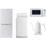 家電セット 寮 オフィス 事務所 新生活家電 4点セット (6kg洗濯機 106L冷蔵庫 電子レンジ 温調ケトル) YAMAZEN(山善)