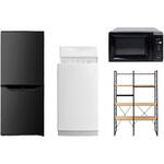 家電セット 寮 オフィス 事務所 新生活家電 4点セット (6kg洗濯機 106L冷蔵庫 電子レンジ 家電収納ラック) YAMAZEN(山善)