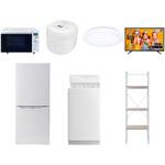 家電セット 寮 オフィス 事務所 新生活家電 7点セット (6kg洗濯機 106L冷蔵庫 オーブンレンジ 炊飯器 シーリングライト 43型液晶テレビ 家電収納ラック) YAMAZEN(山善)