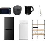 家電セット 寮 オフィス 事務所 新生活家電 7点セット (6kg洗濯機 106L冷蔵庫 オーブンレンジ 炊飯器 電気ケトル スティッククリーナー 家電収納ラック) YAMAZEN(山善)
