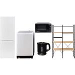 家電セット 寮 オフィス 事務所 新生活家電 5点セット (8kg洗濯機 173L冷蔵庫 電子レンジ 電気ケトル 家電収納ラック) YAMAZEN(山善)