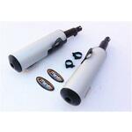 K/2091/NC デュアルマフラー Cylindrical &Oslash； 100 ブラック + アルミニウム Kawasaki Z 500 GP S Marving Exhaust (マービングエキゾースト)