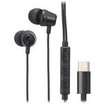 USB-Cステレオイヤホン ブラック 高音質 DAC搭載 ハンズフリー通話 1.2m オーム電機