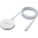 W-MA05SV ワイヤレス充電器 Qi 認証 Qi2 対応 15W/7.5W/5W マグネット式 卓上 ケーブル一体 平型メッシュケーブル 1m エレコム