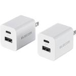 EC-AC22X2WH USB Type-C コンセント 充電器 PD 20W TypeC×1 USB A×1 2個セット 折りたたみプラグ 軽量 エレコム