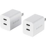 EC-AC3520X2WH USB Type-C コンセント 充電器 PD 20W TypeC×2 2個セット 折りたたみプラグ 軽量 エレコム