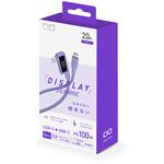 CIO L字 CtoC 2m 液晶ディスプレイ付きシリコンケーブル パープル CIO