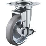 J型 自在車(グレーゴム車輪・ダブルベアリング)ストッパー付 ユーエイキャスター