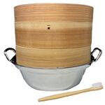 杉中華セイロ直径24cm 2段セット ステンレス鍋付き+ブラシ付き 神堂
