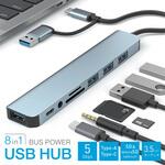 8in1 USBハブ Type-C Type-A 3.5mmオーディオジャック SDカードスロット セルフパワー AFF WARE