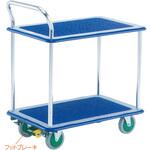 シズかるスーパー二段式ワゴン台車・フットブレーキなし エヌケーキャリーキャスター