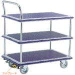 三段式ワゴン台車・フットブレーキなし エヌケーキャリーキャスター