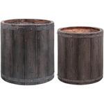 「FARBOR」 ファーバー 木調FRPプランター 幅40・50 (丸型) 大小2個セット 住まいスタイル