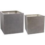 「GRITTE」 グリッテ 石調FRPプランター 幅40・50 (角型) 大小2個セット 住まいスタイル