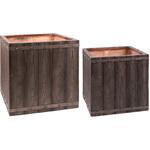 「FARBOR」 ファーバー 木調FRPプランター 幅40・50 (角型) 大小2個セット 住まいスタイル